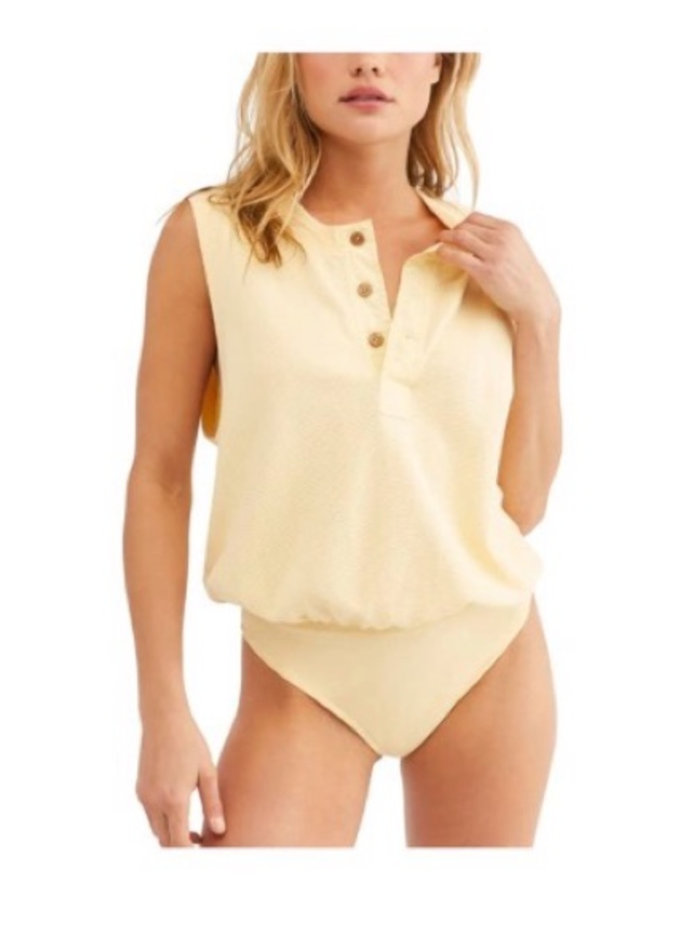 100% Cotton Intimately By FP Pale Yellow Bodysuit M